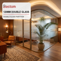 Cloison panoramique en aluminium de 120 mm avec double vitrage robuste et insonorisant pour immeuble de bureaux