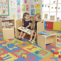 Ensemble table et chaises en bois pour enfants, table d'apprentissage Montessori, chaise en bois courbé, mobilier ergonomique pour salle de jeux, tout-petits