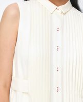 Mini robe élégante sans manches plissée Boutique de vêtements pour femmes Fabricant sur mesure Mode printemps-été de haute qualité