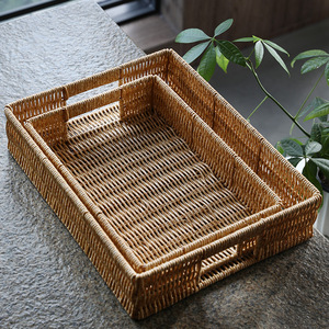 Rattan Woven Household Storage <strong>Tray</strong> Different Sizes Of Woven Food <strong>Baskets</strong> Snack Storage <strong>Basket</strong> - Product Image 4