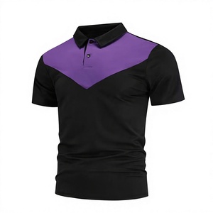 Mens Color Blocked Print for <b>Shirt</b> Short Sleeve <b>Black</b> Purple Knitted Breathable Quick Dry Casual Lightweight 220 GSM Golf - Product Image 2