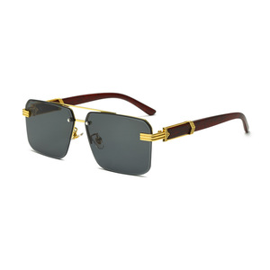 Unisex <b>Frameless</b> Beveled Sunglasses Metal <b>Frame</b> Rose Gold UV400 Protection PC Lens Class 2 Sunshades - Product Image 2