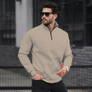 Sudadera Tripr para Hombre con Cierre de Cremallera, Corte Regular, Color Sólido, Diseño Minimalista, Cuello Alto, Impresión por Transferencia de Calor, Ropa de Otoño - Product Image 1