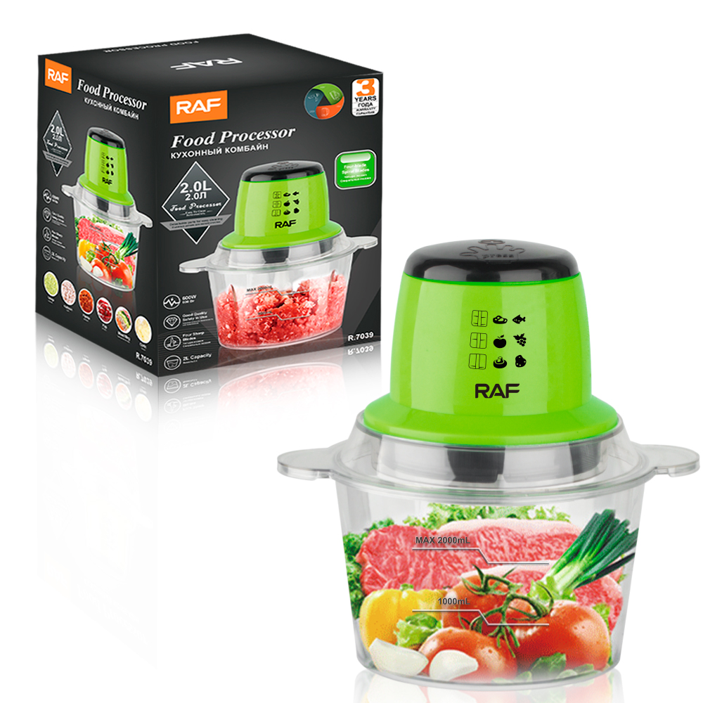 RAF Easy Operation High Quality Food Processor Glass 4 Spiral Blades Electric Multifunction Food Processor Easy Clean