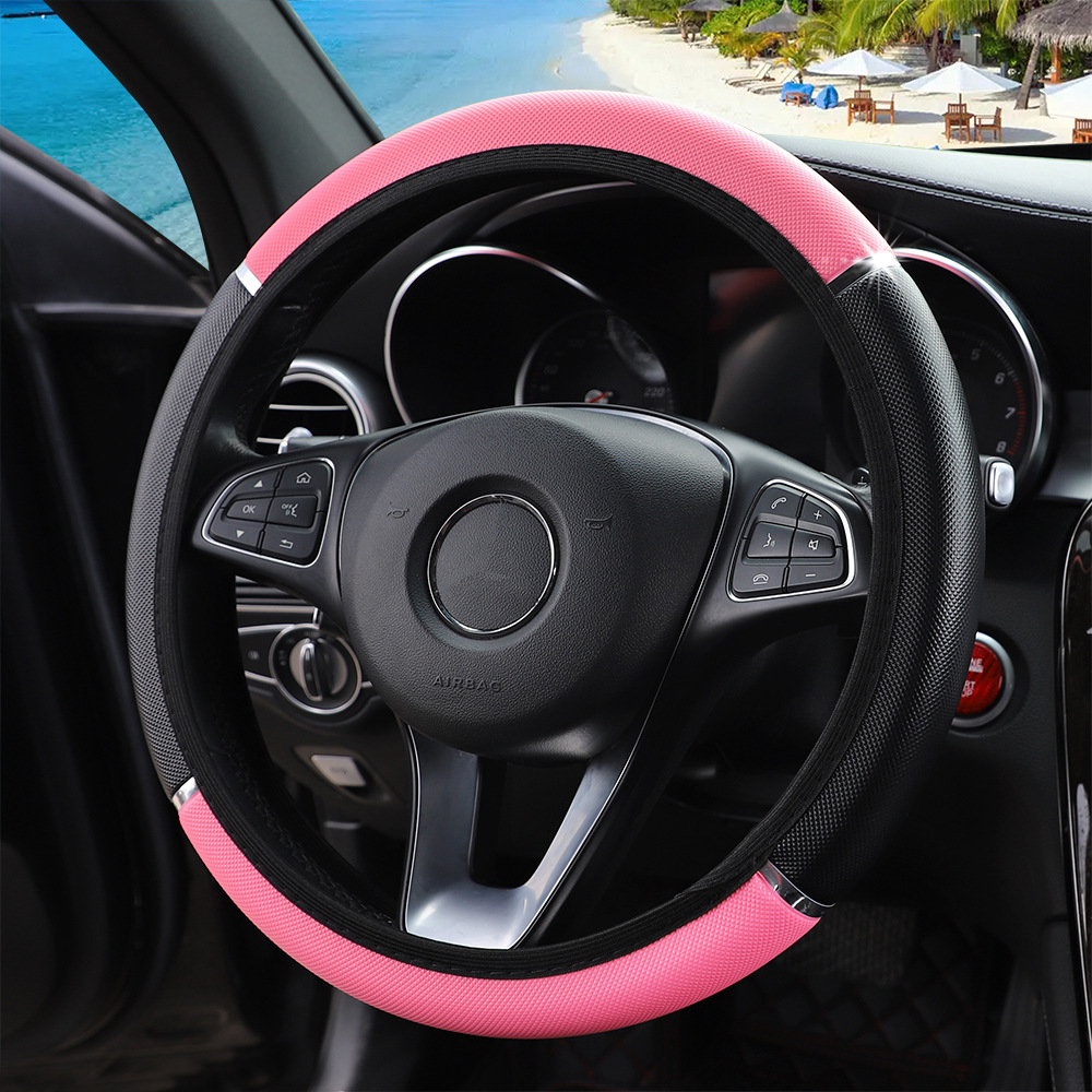 Universal Car Steering Wheel Cover: Anti-Slip Faux Leather (37-38cm) - Automotive Interior Accessori