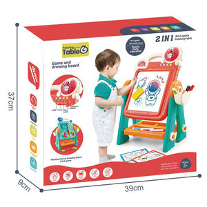 Mainan Edukasi 2 in 1 Papan Gambar Dua Sisi & Balok Puzzle dengan Suara, Meja Melukis untuk Anak-Anak - Product Image 5