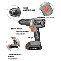 MXTOVEL Kit de perceuse à moteur sans balais sans fil industrielle Perceuse à main électrique portable avec batterie