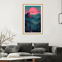 Tableau mural Paysage Forêt Nocturne Moderne HD, Impression Haute Définition sur Toile avec Cadre Intégré pour Décoration Intérieure