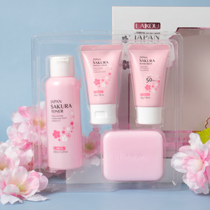 Nouveautés Coffret Cadeau 4 Pièces Fleur de Cerisier Japonaise <span class=keywords><strong>Sakura</strong></span> Éclatante Luxueuse à la Niacinamide : Hydratant Visage, Savon Artisanal, Tonique - Product Image 2