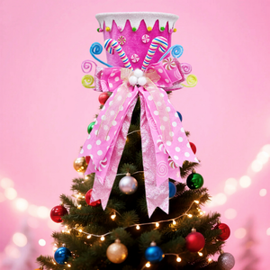 Décoration <span class=keywords><strong>de</strong></span> sommet <span class=keywords><strong>de</strong></span> sapin <span class=keywords><strong>de</strong></span> Noël en velours rose avec nœud, grande taille, pour fêtes et décoration intérieure - Product Image 2