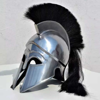 Casque grec coréen authentique en acier doux, finition polie, armure de chevalier antique avec détails noirs pour cosplay et reconstitution historique