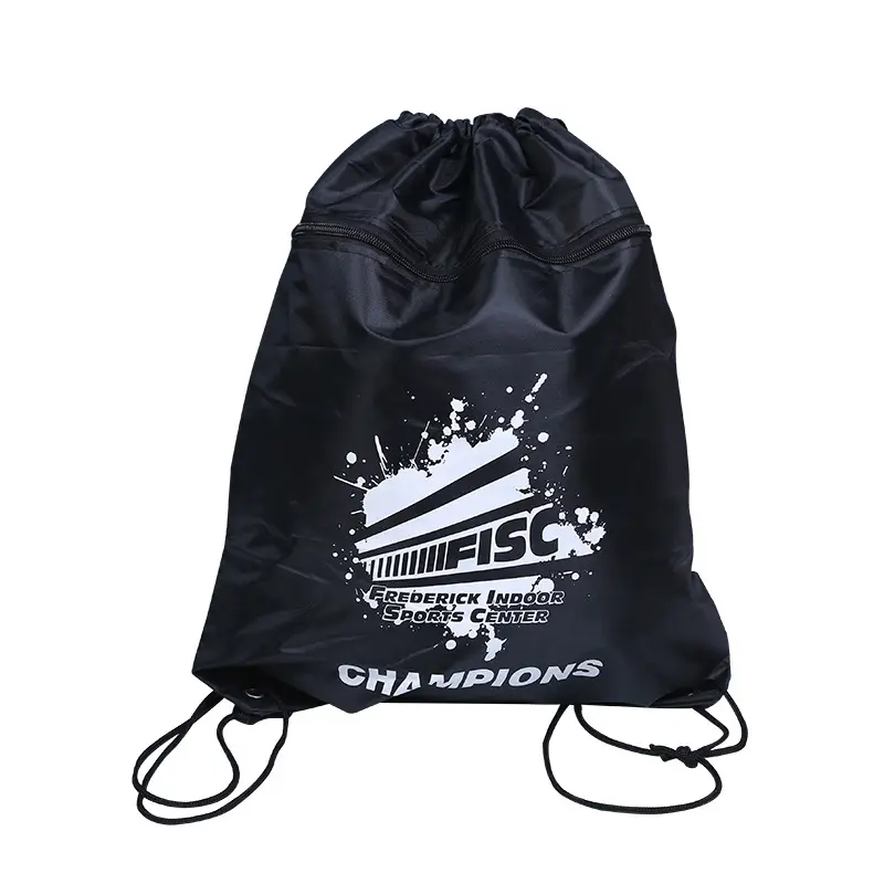 Custom Shopping Bags Durable Cheap 210D Nylon Pull String Custom Logo Drawstring Bag Sports Backpacks Drawstring