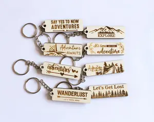 سلسلة مفاتيح خشبية منقوشة مخصصة مخصصة بسعر الجملة