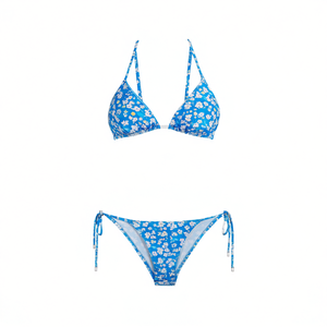 Set bikini in pizzo con top e slip triangolari Taglia 42 44 46 48 Blu floreale Nero floreale Rosso floreale Verde floreale SQ67720 - Product Image 2