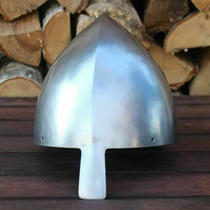 Casque nasal normand médiéval calibre 18 armure antique en acier doux guerrier engrenage doublure en cuir prix de gros exportation disponible - Product Image 4
