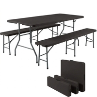 Ensemble de table de pique-nique pliable multifonctionnelle de qualité supérieure, table longue avec 2 bancs pour une utilisation en intérieur et en extérieur
