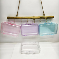 Boîte à bijoux en plastique PS recyclable en gros, mode simple, couleur transparente, sac généreux, rangement de cosmétiques, artisanat à main