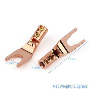 U/Y Fork Spade <span class=keywords><strong>Banana</strong></span> <span class=keywords><strong>Plug</strong></span> Macho Conector de cable de soldadura Chapado en oro Cobre Altavoz <span class=keywords><strong>Terminal</strong></span> Adaptador de audio Hifi Y Tipo Jack DIY - Product Image 5