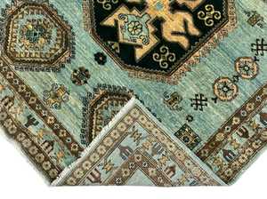 Moderne personnalisable 5x5 pieds bleu carré Kazak tapis afghan noué à la main Veg teinture laine pour chambre à coucher maison exercice prière coton - Product Image 6