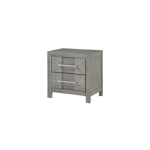 Modern 2-<b>Drawer</b> Nightstand Gray Wood with Silver Handles <b>Storage</b> <b>Drawer</b> Unit - Product Image 5