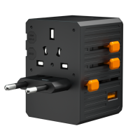 Adaptador de Viaje Universal de 65W 45W 35W con Puertos USB Tipo C, 4 Tomas de Corriente, 10A, Enchufe para EE. UU., Reino Unido y Australia, Conectividad Eléctrica Mundial