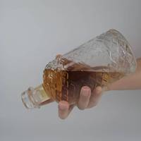Bouteille à liqueur ovale en verre à ouverture plate avec bouchon en T