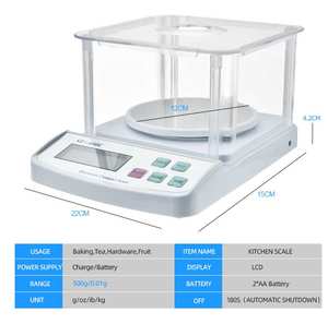 하이 퀄리티 전자 주방 계량 저울 저렴한 가격 균형 디지털 0.01g 분할 배터리 전원 500g 측정 용 - Product Image 1