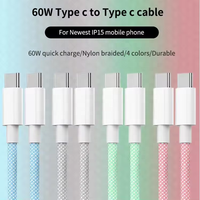 Nouvelle arrivée câbles de données chargeurs en gros adaptateurs type C câble de charge rapide USB 2.0 C-C câble tressé pour chargeurs de téléphone portable