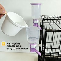 Botol Minum Hewan Peliharaan Gantung Warna Pink, Stainless Steel, Nozzle Bola Berputar, Anti Bocor, Tinggi Dapat Disesuaikan, Dispenser Minum Otomatis