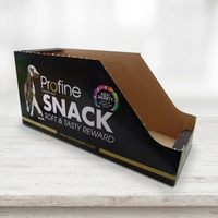 Support d'affichage alimentaire en carton rigide recyclable pour supermarché avec laminage mat et revêtement UV