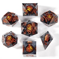 Ensemble de dés D&D en résine sculptée avec logo personnalisé, 7 pièces, Dragons & Dungeons, écologique, taille standard, jeu de table, cadeau