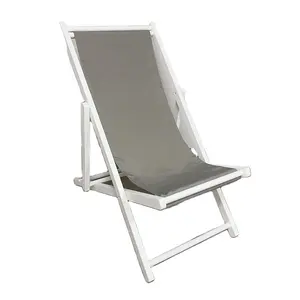 كرسي بذراعين قابل للتبديل بشريط قماش كرسي خشبي للشاطئ