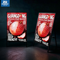 Kotak Lampu Luar Ruangan Dapat Diisi Ulang Bingkai Poster Dekoratif Aluminium Alloy A-frame Papan Menu Iklan LED Mudah Diganti