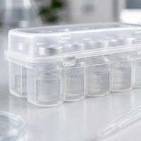 Boîte de rangement multi-compartiments pour flacons de laboratoire, en plastique transparent, pour petites bouteilles en verre