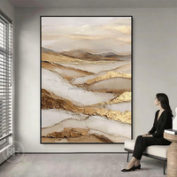 Décoration de chambre à coucher, peinture à la main 100% avec texture en feuille d'or, peinture abstraite moderne sur toile avec cadre