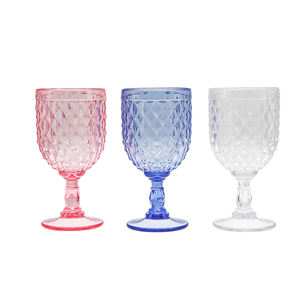 Copo de Vinho Clássico de Plástico Multicolorido Transparente Essenciais para Casamento e Festas - Copos Verde Azul Roxo Rosa 201-300ml CX - Product Image 1