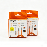 Boîte d'emballage en carton pliable avec trou de suspension, personnalisée et imprimée, pour câble USB, emballage de produits électroniques