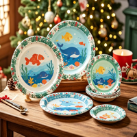 Assiettes et plateaux jetables en papier de qualité alimentaire, épaissis, écologiques, à motifs gaufrés, pour fêtes d'anniversaire, salades, collations et aliments pour animaux de compagnie