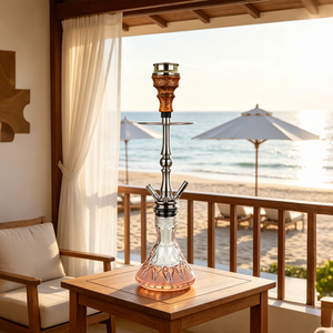 Chicha portable de luxe avec base en verre mat, ensemble de chicha en acier inoxydable de 65 cm, stylo chicha arabe pour bars et boîtes de nuit - Product Image 1
