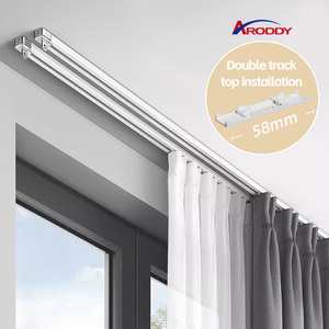 Aroddy 28-61 inch mở rộng đôi Rèm theo dõi thiết kế hiện đại hợp kim nhôm thông minh Trần cửa sổ thép Rèm cực - Product Image 2