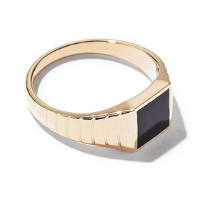 <span class=keywords><strong>Anello</strong></span> a fascia quadrata con sigillo in <span class=keywords><strong>onice</strong></span> nero placcato oro in <span class=keywords><strong>argento</strong></span> sterling 925 Gemnel Fashion Jewelry - Product Image 4