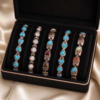 Bracelet jonc magnétique en cuivre pur, personnalisé, tendance, en pierre de cristal turquoise, pour la vente en gros
