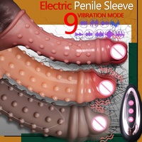 Préservatif en silicone pour homme, allongé et épaissi, creux, retardateur, simulation de pénis, godemiché portable, jouets sexuels LM-CT605-7