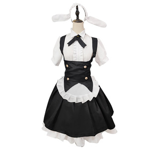 Traje de sirvienta de estilo japonés, vestido blanco y negro con volantes y delantal para mujeres adultas, disfraz de Lolita - Product Image 4