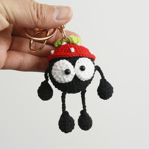 Amigurumis faits à la main, tricotés, mignons, en 3D, Capubara, <span class=keywords><strong>fraise</strong></span>, ELF, boule de charbon, porte-clés, poupée, charme, mini jouet en peluche au crochet, porte-clés - Product Image 4