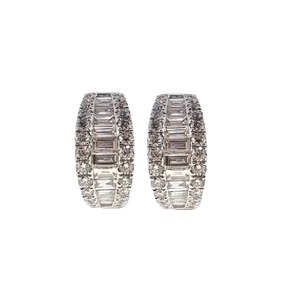 Boucles d'oreilles créoles en diamant baguette naturelle plaquée or blanc 18 carats brillant de luxe meilleure vente fournisseur de Chine Hong Kong pour les fêtes de cadeaux - Product Image 1