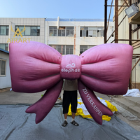 Nœud gonflable géant rose avec souffleur pour la décoration murale de bus, de bâtiments et de cafés, ballon gonflable personnalisé en forme de nœud