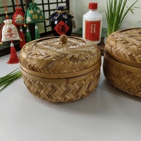 Boîte à thé Pu'er vintage en bambou tressé, modèle 25-055, rose thé, présentation de thé soignée, emballage cadeau, boîte de rangement Qizi