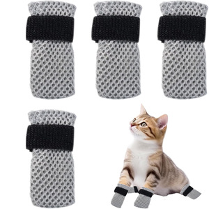 Pet Dog Cat Shoe Socks Breathable Mesh Anti Scratch With Velcro Closure For All Seasons Simple Style Black And Gray - Product Image 3