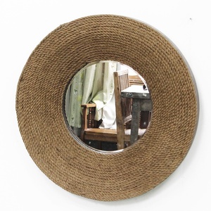 <span class=keywords><strong>Espejo</strong></span> de Pared Redondo de Estilo Natural con Diseño Único de 31.7 Pulgadas, Decorativo, Enmarcado en Madera y Envuelto en <span class=keywords><strong>Cuerda</strong></span> de Yute - Product Image 1